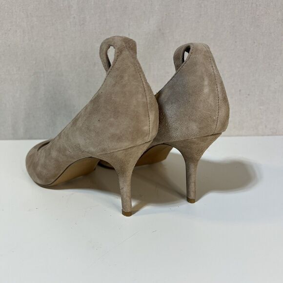 Saks Fifth Ave Clara Tan Suede Peep Toe Ankle Wrap Heels Sz. 10 - Picture 3 of 8